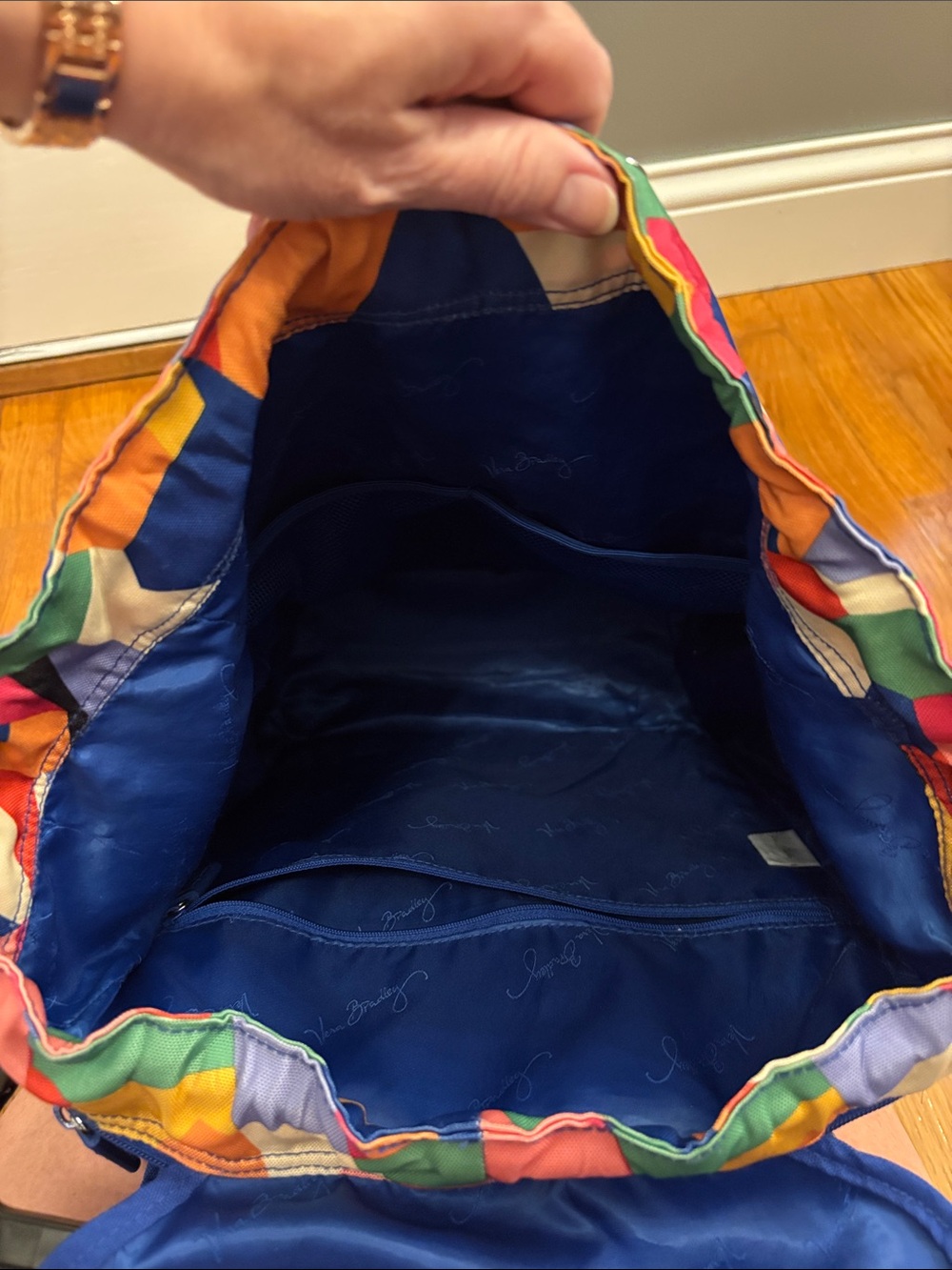 Colorful Geometric Canvas Backpack - Multicolor - Picture 3 of 12